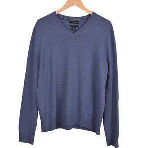 Banana Republic Extra Fine Merino Wool  Blue V-Neck Size Large